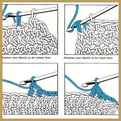 Abnehmen an der Seitenkante der Arbeit beim Häkeln
