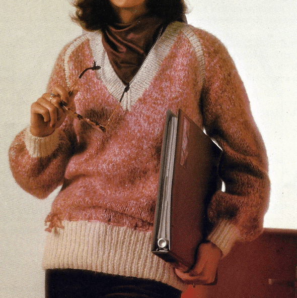 Damen Pullover mit V -Ausschnitt und Kontrastblenden