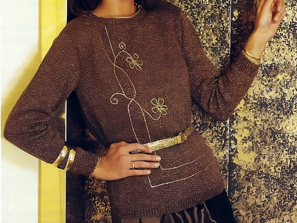 Gestrickter Festlicher Glanzpullover. Anleitung (Gr. 38-44)