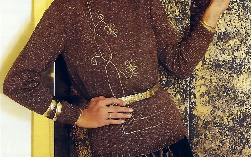 Gestrickter Festlicher Glanzpullover. Anleitung (Gr. 38-44)