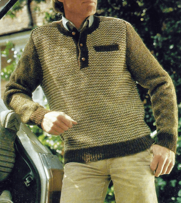 Gestrickter Herren Pullover mit Tweedeffekt, Strickanleitung