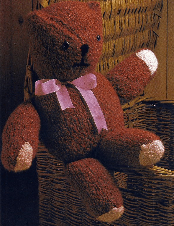 Gestrickter Teddybär aus fester Bouclewolle, kostenlose Anleitung