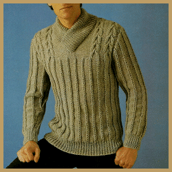 Herren Zopfmusterpullover mit Schalkragen, Strickanleitung