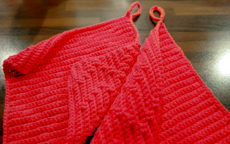 Topflappen aus Baumwolle stricken. Kostenlose Anleitung