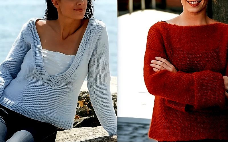 Strickanleitungen. Trendiger V Pullover und Kuschelpulli
