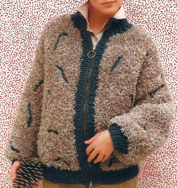 Warme gestrickte Flausch Jacke für Damen, kostenlose Anleitung